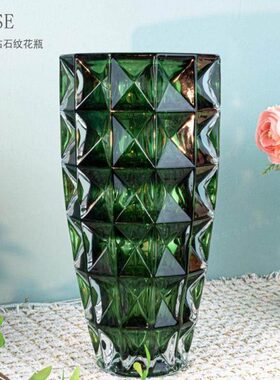 花瓶F网红上72插花花瓶D鲜花琉璃档专用[色2]彩大气次1-绿色高端