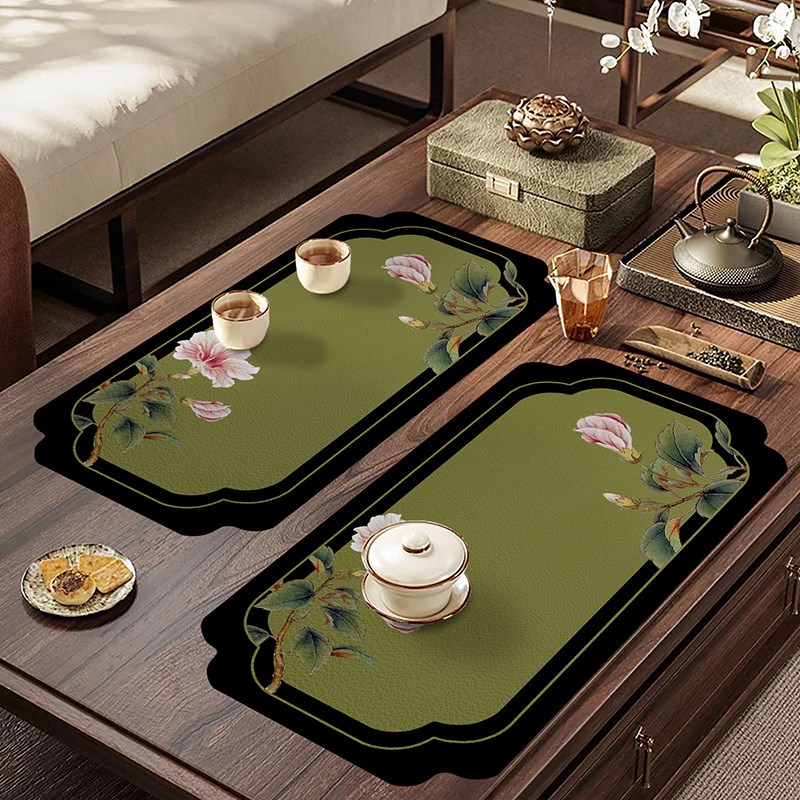 复古绿茶桌吸水垫新中式硅藻泥软沥水F垫桌面防烫隔热餐桌垫茶席