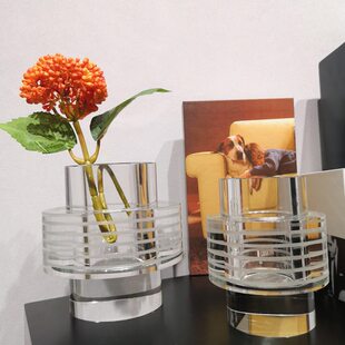 洽谈桌透明售楼处现代简约花器花瓶摆件玻璃样板房饰品欧式水晶