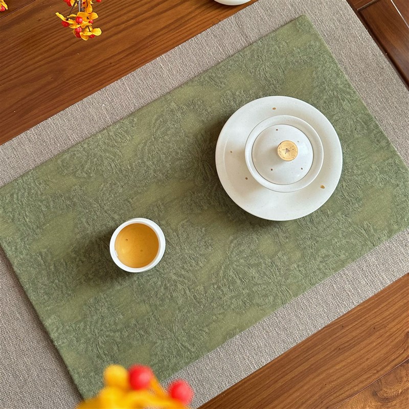 云山首创手作茶m席大尺寸底席橄榄绿色干泡席春日百搭复古款