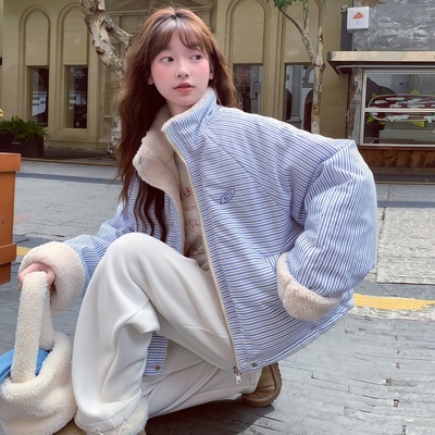 双面穿棉衣羊羔毛棉服女外套2025新款冬季小个子显瘦不臃肿棉袄短