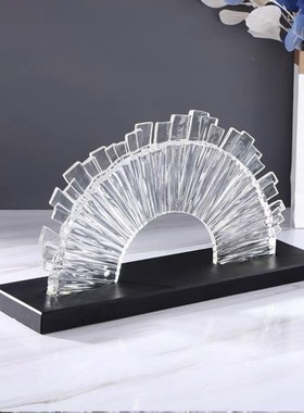 新中式创意拱形透明树脂摆件现代样板间H客厅书房玄关桌面软装饰