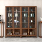 白实木书柜蜡木客厅茶室多宝阁多层置物架禅意组合新中式 博古架