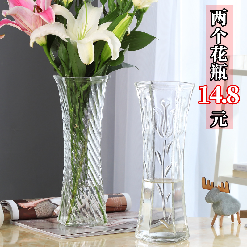 大号玻璃a花瓶透明水培百合富贵竹花瓶客厅家用水养鲜花插花瓶摆