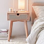 藤编餐边柜多功能储物柜全实木家用卧室床头柜简约日式 北欧民宿