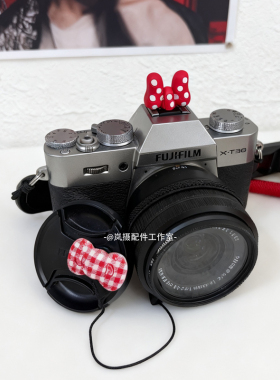 红色蝴蝶结热靴盖防丢绳适用200d60Dr50z5zf富士xt5xs20xt30zve10