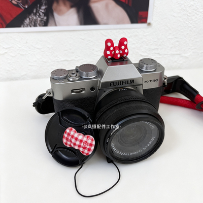 红色蝴蝶结热靴盖防丢绳适用200d60Dr50z5zf富士xt5xs20xt30zve10