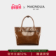 MAGNOLIA曼歌妮秋季 黑色皮带扣托特包女2025新款 大容量百搭单肩包