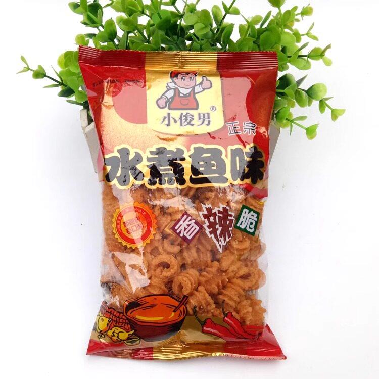 小俊男水煮鱼味香辣脆70g*20袋8090后童年儿时怀旧小卖铺膨化零食