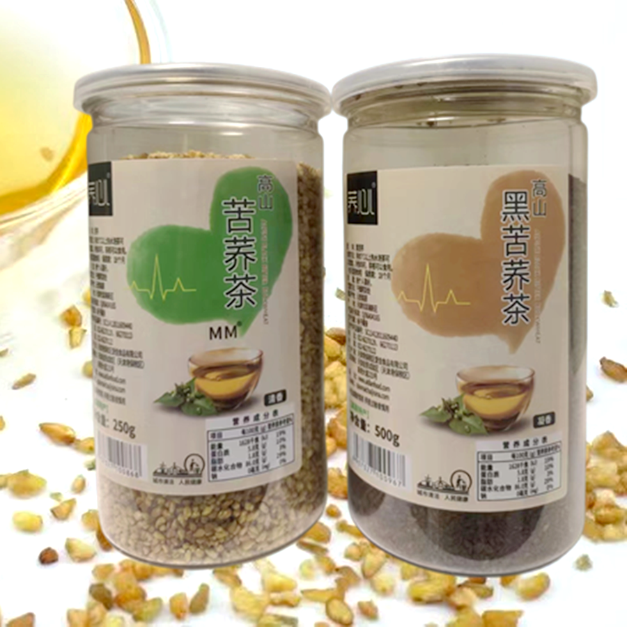 苦荞茶心高山麦黄黑罐装原