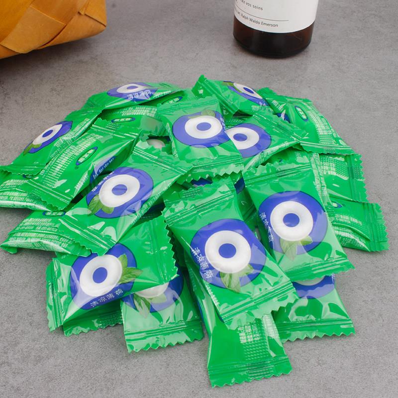 压片老式薄荷糖网红圈圈清凉清新口气前台接待用散装糖薄荷味糖果