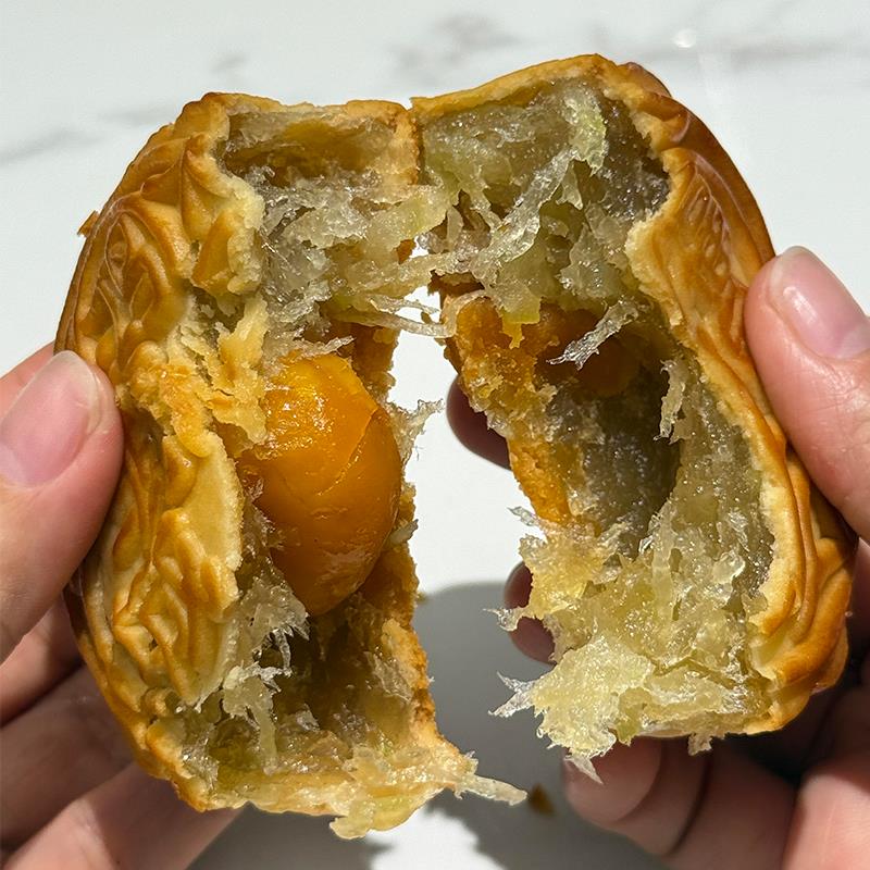 广东江门特产正宗手工柴火黑豆沙月饼广式月饼陈皮豆沙筒装500克