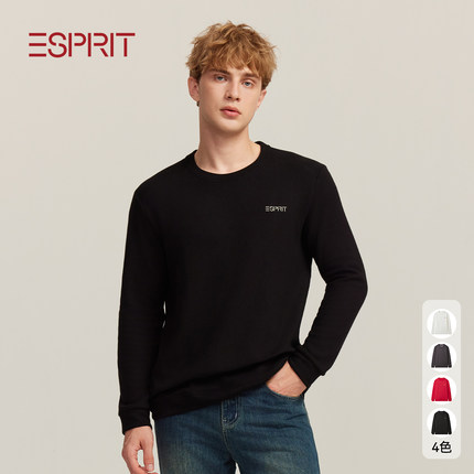 ESPRIT男士保暖上衣打底秋衣单件加绒加厚上身内衣可外穿打底衫