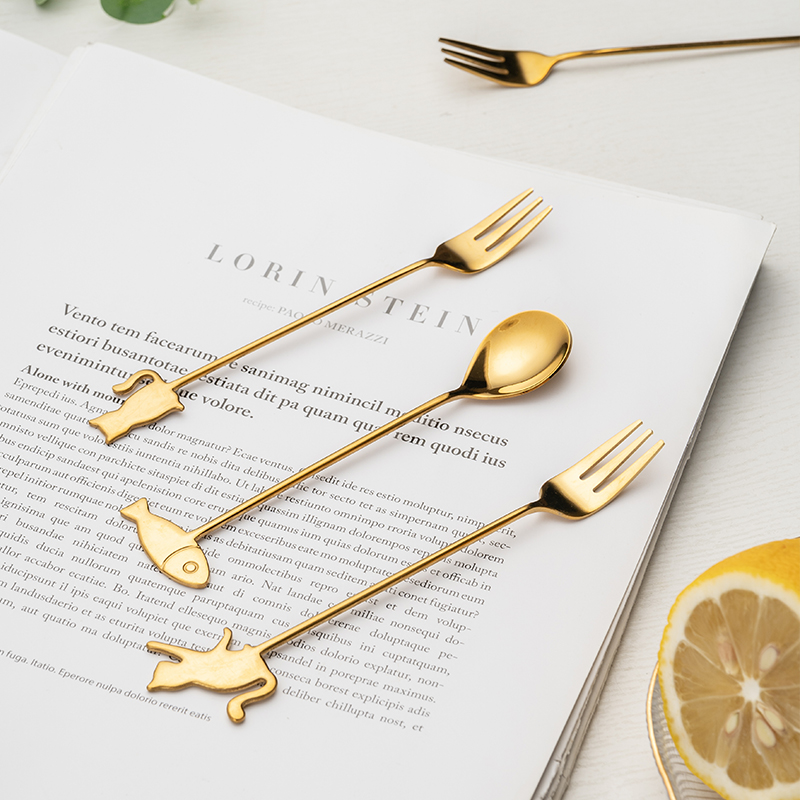 ins风不锈钢水果叉轻奢高级感