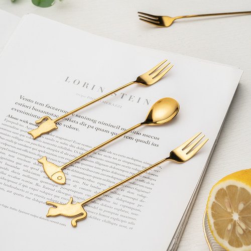 ins风不锈钢水果叉轻奢高级感