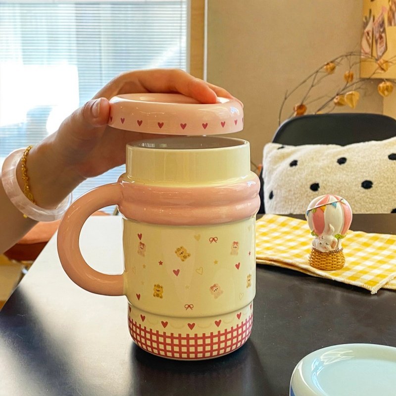 陶瓷马克杯带盖女生高颜值大容量随手杯情侣喝水杯子可爱闺蜜礼物,餐饮具,马克杯,淘宝优惠券,粉丝福利购,淘宝优惠卷