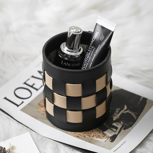 轻奢皮革口红化妆刷收纳筒