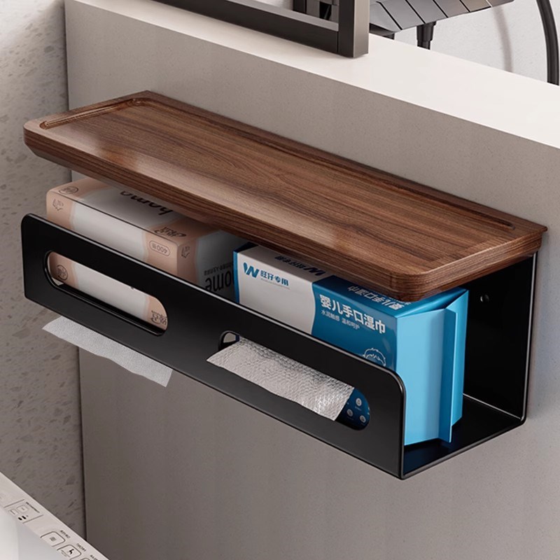 胡桃木卫生间厕纸l盒厕所洗手间双纸巾湿巾擦手抽卷纸置物架壁挂