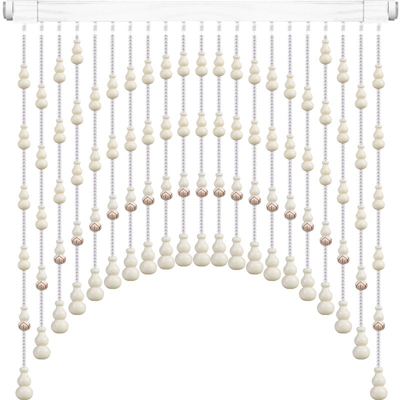 水晶珠帘白色桃木葫芦弧形玄关客厅E隔断帘家用卫生间免打孔门帘