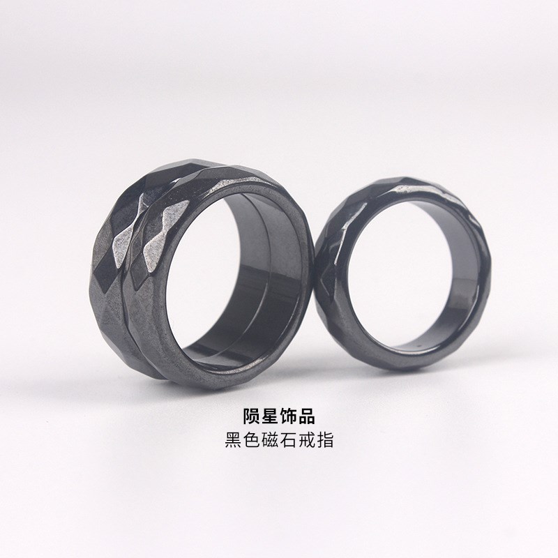 欧美风潮流个性黑色磁性弧面x戒指时尚男女对戒魔术师道具简约指