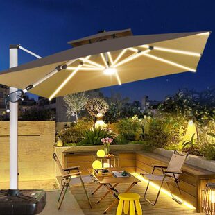 带灯伞伞太阳露咖啡厅别墅花园庭院遮阳伞伞子户外户外院罗马伞天