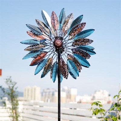 花园铁艺风车户外庭院别墅院子阳台露台H造景布置园艺装饰旋转摆