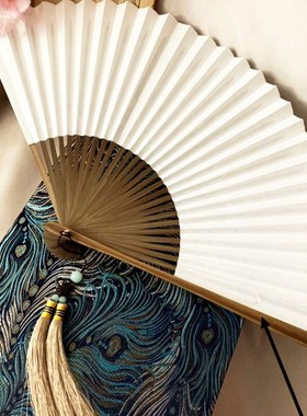 中国风30d方8寸毛全本素面白色纸扇可双面素面串男士素面折扇子
