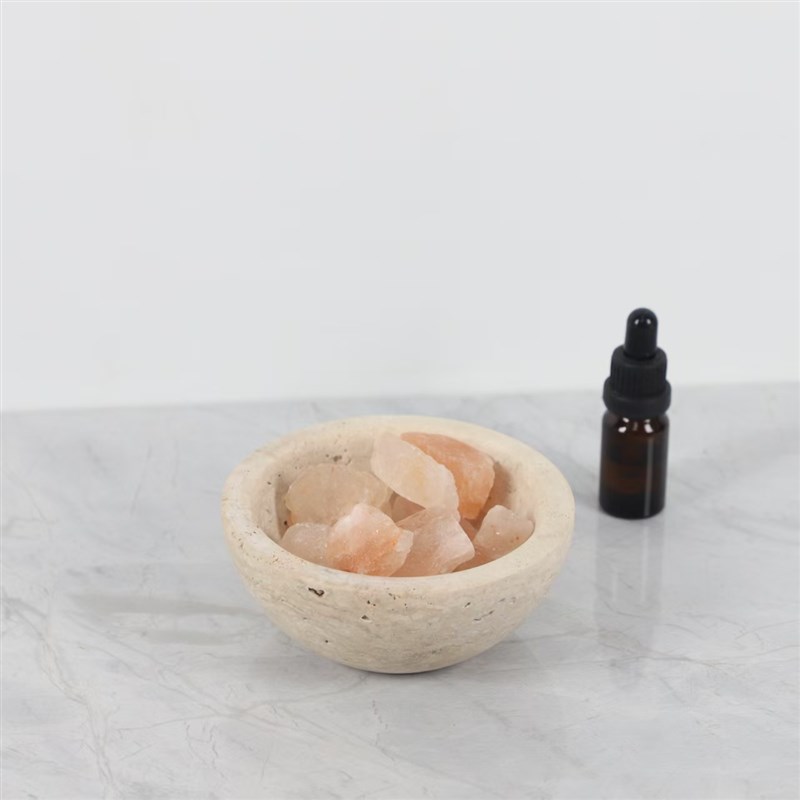 侘寂风黄洞石晶石容器焚香炉洞石碗摆件卧室玄关电视Y柜香氛香薰