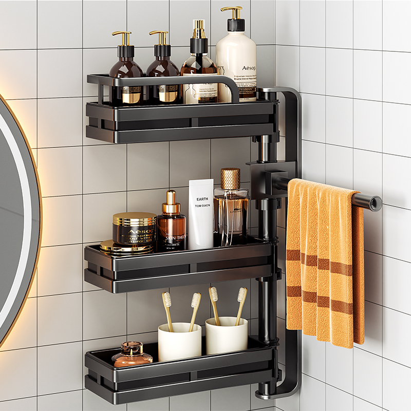 卫生间浴室置物j架洗漱台免打孔洗澡旋转收纳架洗手间厕所壁挂储