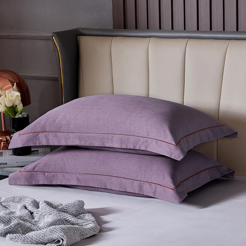 棉枕套80支棉磨毛枕头芯套t一对装家用纯色2024新款枕巾48x74