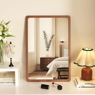 梳妆镜梳妆台桌面中古风化妆镜大号家用台式卧室高清镜子方镜壁挂