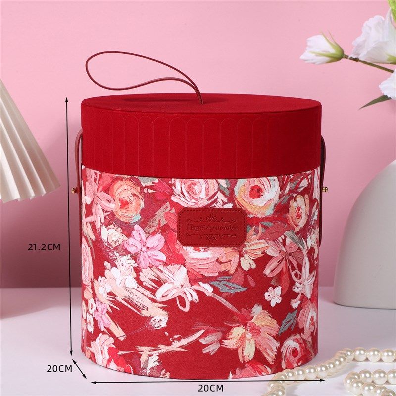 春绘繁花系列婚礼伴手礼礼w盒圆形糖果零食包装盒结婚喜糖盒空盒