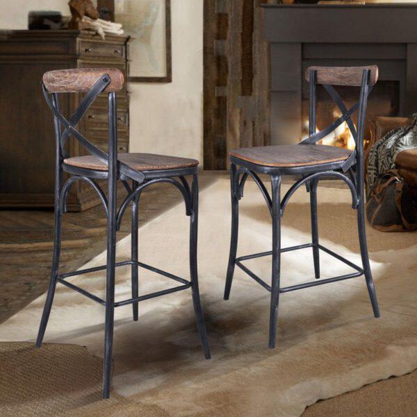 酒吧椅办公椅家用餐椅靠背复古工业风交叉休闲高脚咖啡厅吧台椅椅