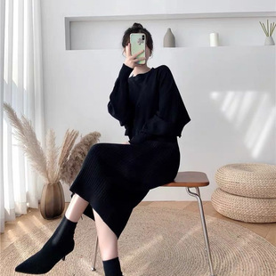 小个子针织毛衣套装女打底裙2025秋冬季时尚新款连衣裙两件套