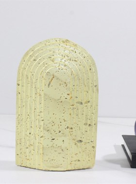 彷洞石几何体摆件现代抽象建筑模型雕J塑样板间书柜酒柜装饰品