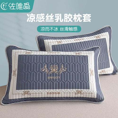 乳胶凉席枕套一对家用冰丝枕头套成人男单人枕芯内N胆套48cmx74cm