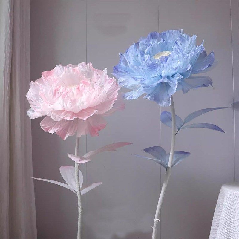 网红巨型芍药牛奶棉纸艺花成y品朱槿彷真花橱窗装饰拍照打卡道具