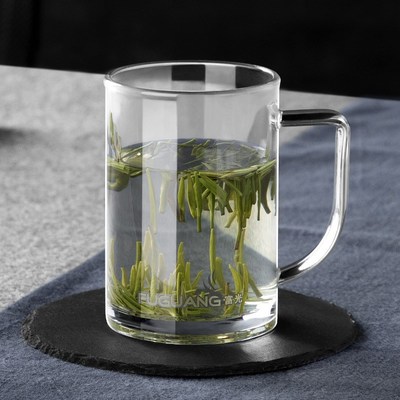 富光玻璃杯办公室家用水杯带把绿茶毛尖杯子茶杯定制Slogo印字刻