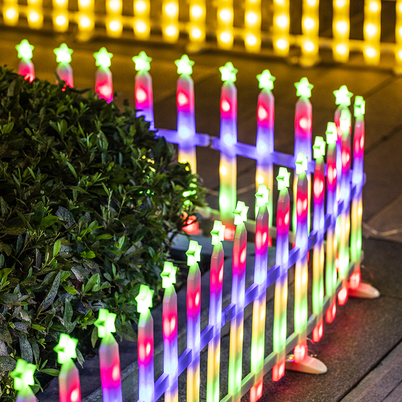 太阳能户外灯围栏灯草坪布置w星星灯装饰花园圣诞节日氛围灯串彩