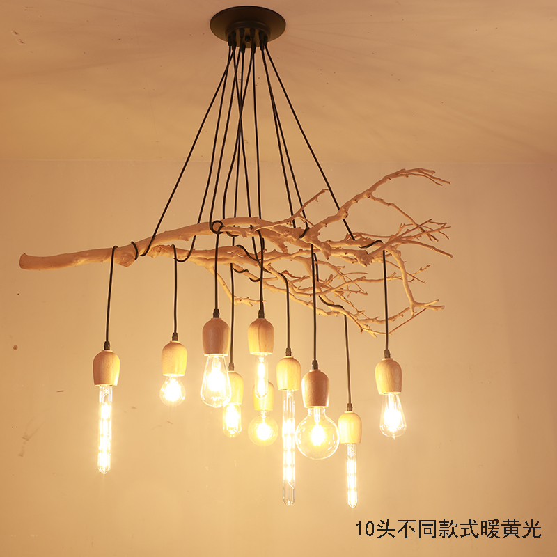 创意DIY树枝吊灯客厅餐厅茶室民宿服装店天女散花多头北欧木艺灯