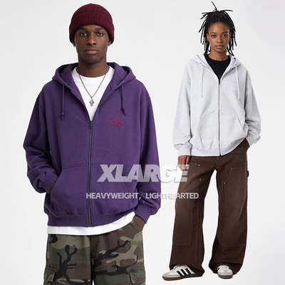 XLARGE纯棉连帽开衫卫衣