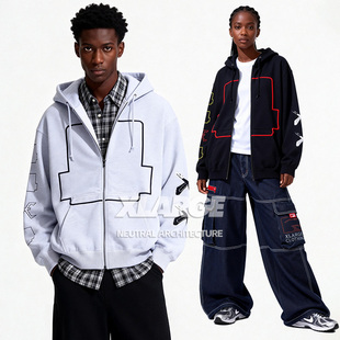 XLARGE男女街头风卫衣2025年新款秋冬季纯棉速感拉链开衫外套潮流