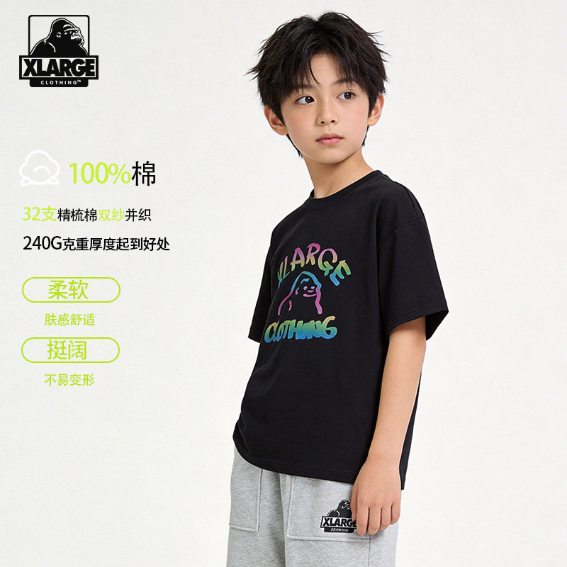 XLARGE中大童渐变印花纯棉短袖图片