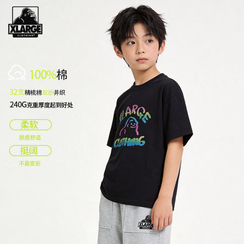 XLARGE中大童渐变印花纯棉短袖