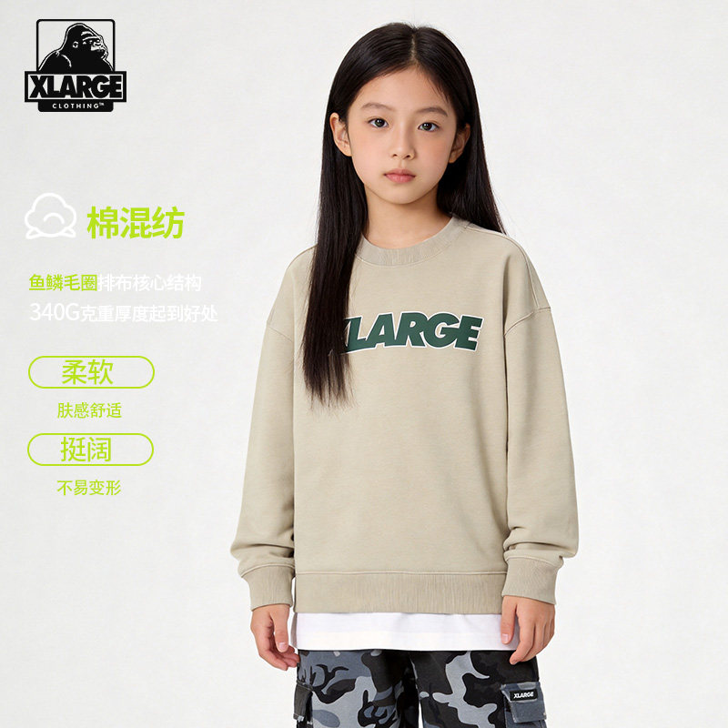 XLARGE中大童字母印花圆领卫衣图片