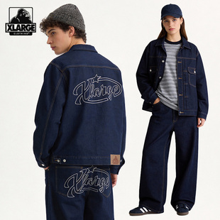 XLARGE中性风纯棉刺绣牛仔外套2026年新款春季美式工装复古上衣