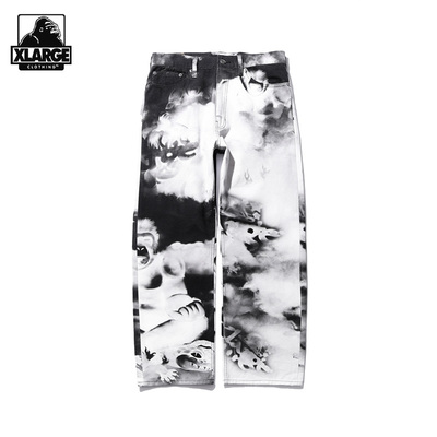 XLARGE美式复古做旧阔腿牛仔裤