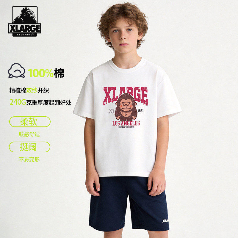 XLARGE中大童重磅纯棉短袖上衣图片
