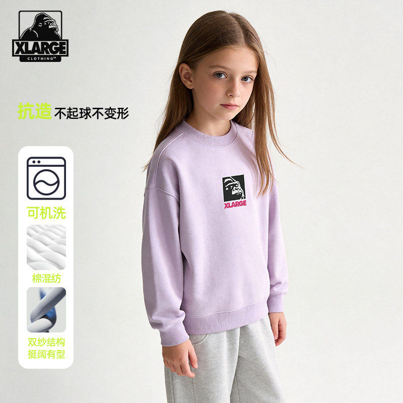 XLARGE圆领卫衣中大童印花上衣图片