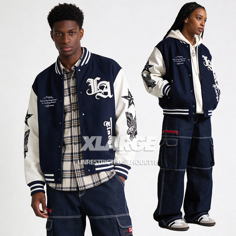 XLARGE美式高街棒球服外套2025年秋冬新款男女学院风夹克刺绣工艺,男装,棒球夹克,淘宝优惠券,粉丝福利购,淘宝优惠卷